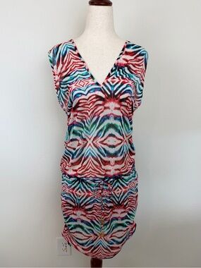 LULI FAMA Multicolour Abstract Tunic Beachwear Swim Coverup